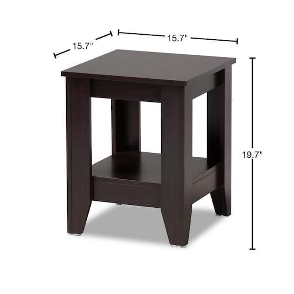 Baxton Studio Audra Dark Brown One Shelf End Table 159 9867 HD