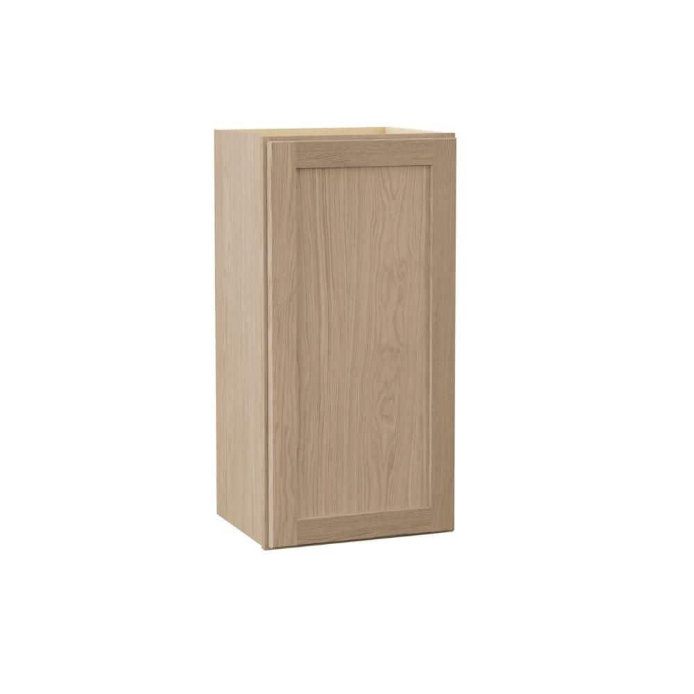 Hampton Bay - Sinclair 15 in. W x 12 in. D x 30 in. H Assembled Wall Kitchen Cabinet in Shaker Light Oak