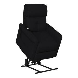 32 in. Width Big and Tall Black Polyester Power Reclining Lift Recliner