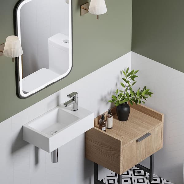 Bathroom Vanity Ceramic Vessel Sink Wall Mount for Small Half shops Bathrooms