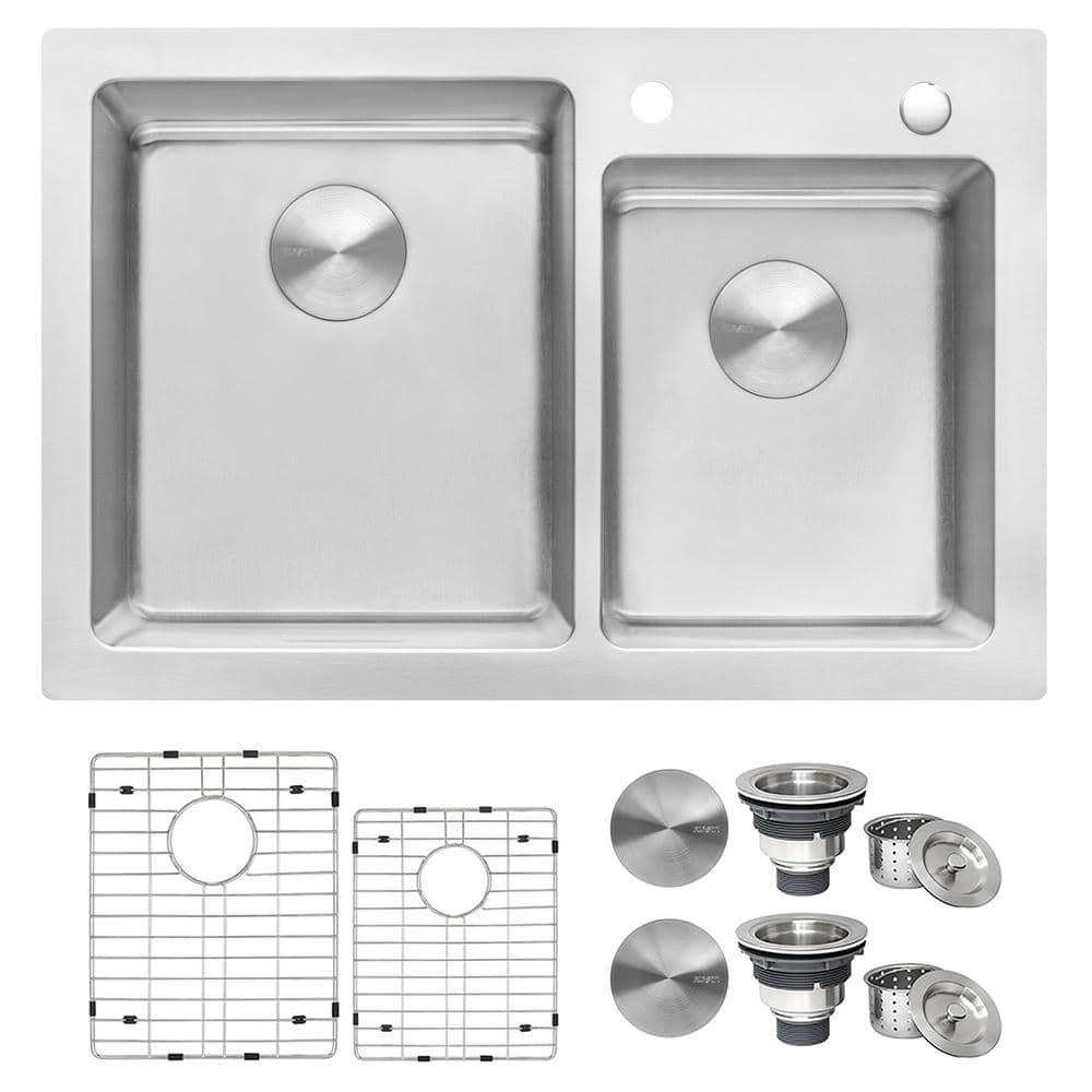 Ruvati 36" Stainless Steel Double Bowl Drop-In Kitchen Sink
