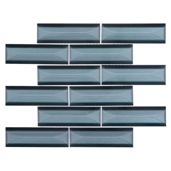 Zeinnet 2 x 2 Glass Brick Joint Glossy Slate Mosaic Wall Tile 4.77 sq. ft.