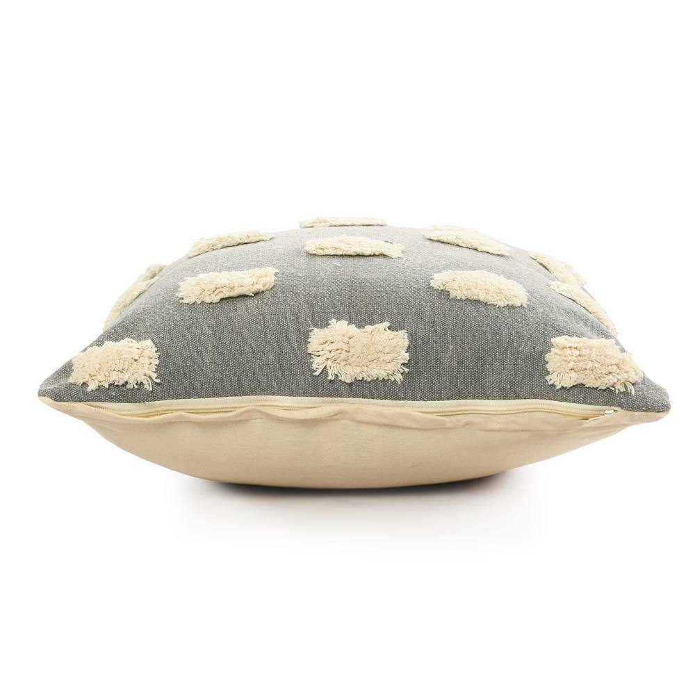 Zeal 20" Gray and White Cotton Decorative Pillow