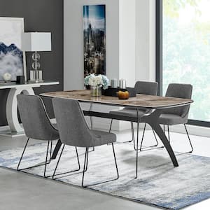 Andes and Quartz 5-Piece Gray Fabric Rectangular Dining Set