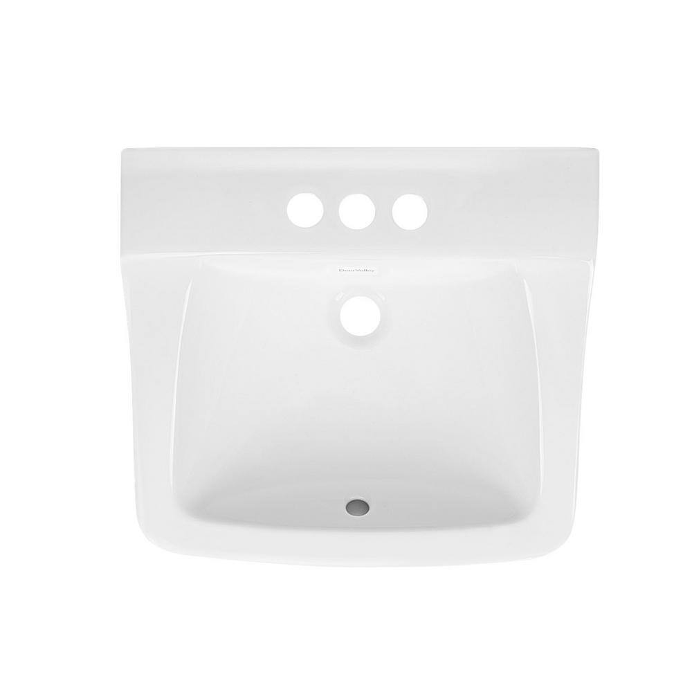 19'' White Ceramic Wall-Mount Bathroom Sink with Faucet Hole