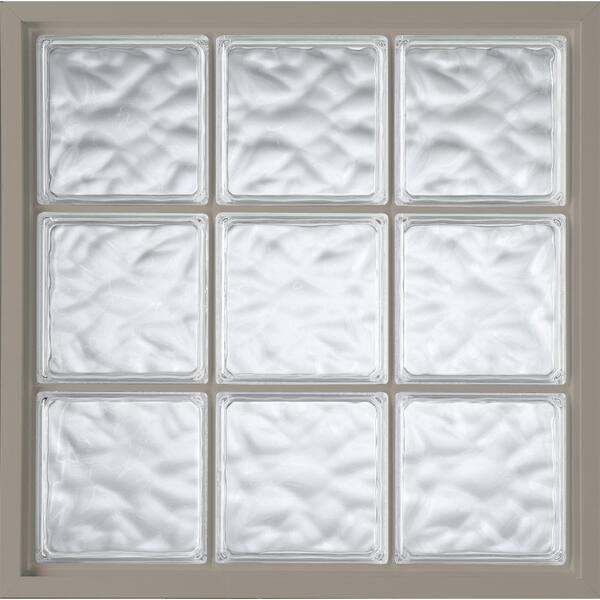 Hy-Lite 42 in. x 42 in. Acrylic Block Fixed Vinyl Window in Driftwood