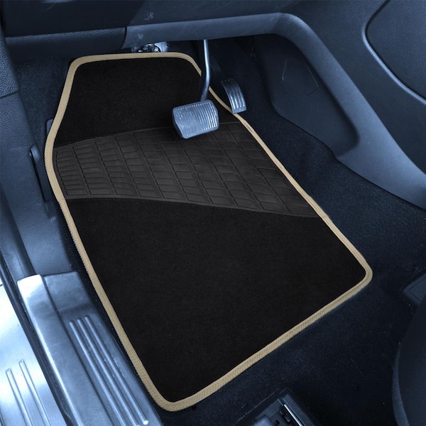 FH Group Beige Color-Trimmed Liners Non-Slip Car Floor Mats with Rubber  Heel Pad - Full Set DMF14503BEIGE - The Home Depot