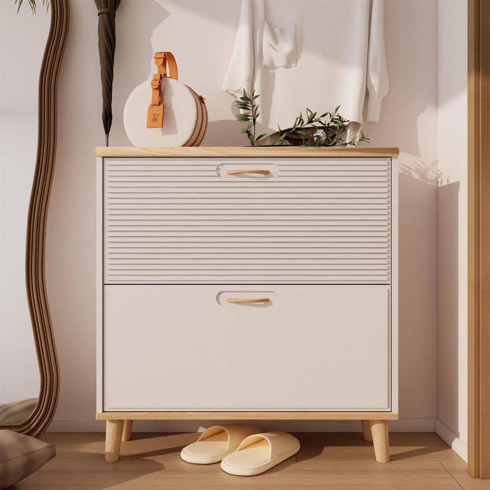 Seafuloy 33 in. Modern Entryway Narrow Wooden Freestanding Shoe