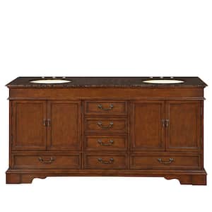 72 in. W x 22 in. D Vanity in Red Chestnut with Granite Vanity Top in Baltic Brown with Ivory Basin