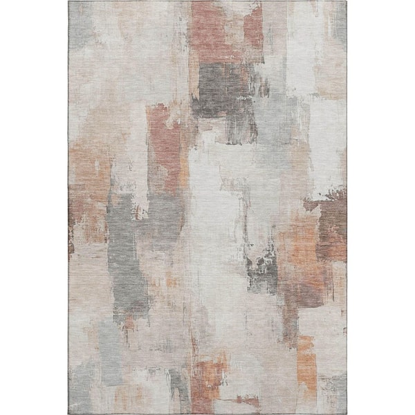 Mayfield Premium Machine Washable Abstract AMF1967 Paprika 8 ft. x 10 ft. Area Rug
