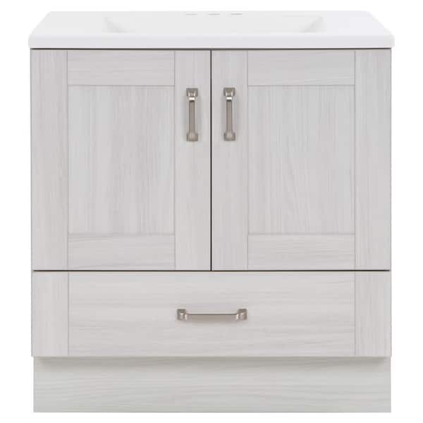 Erskine 31 in. Single Sink Elm Sky Bath Vanity with White Cultured Marble Top (Assembled)