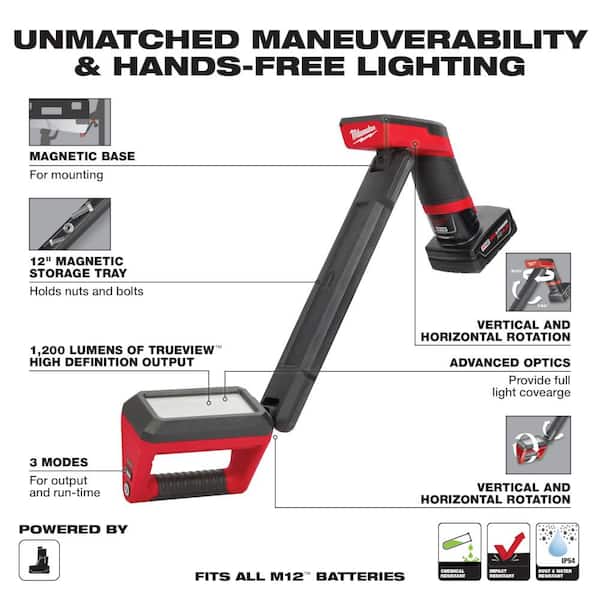 Milwaukee - M12 12V Lithium-Ion Cordless LED Underbody Light w/High Output 2.5 Ah Battery