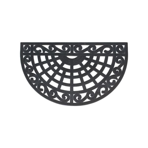 A1 Home Collections Paisley Bored Black 18 in. x 30 in. Rubber Indoor/Outdoor Durable Doormat