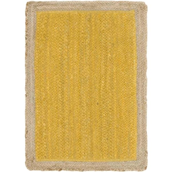Unique Loom Braided Jute Goa Yellow 2 ft. x 3 ft. 1 in. Area Rug
