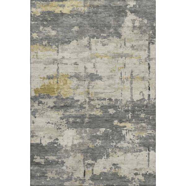 Mayfield Premium Machine Washable Abstract AMF2362 Pewter 10 ft. x 14 ft. Area Rug