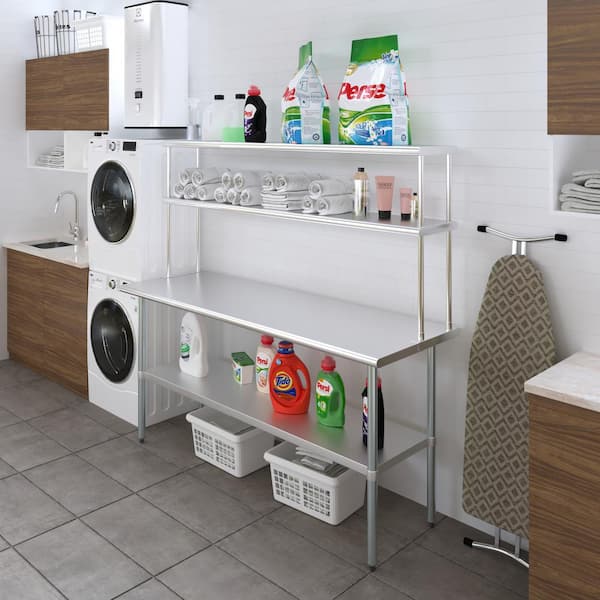 AMGOOD 12 in. x 72 in. Stainless Steel Double Over Shelf for