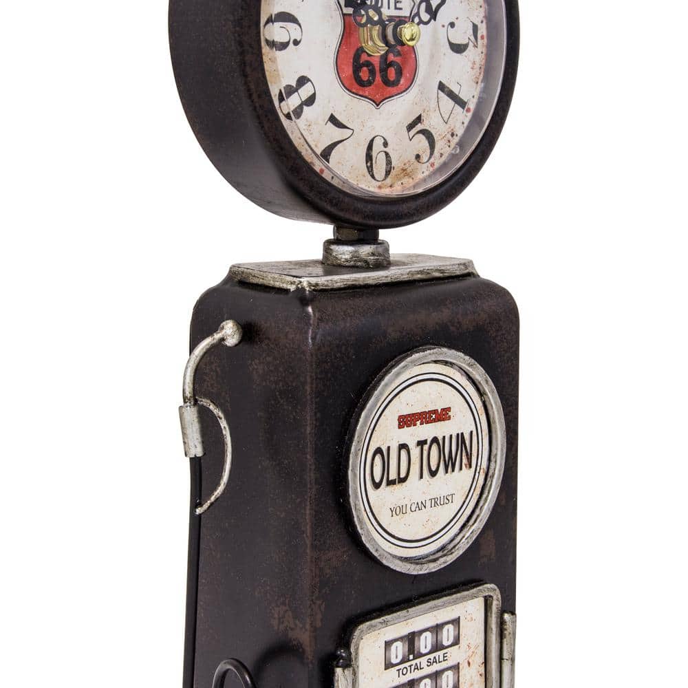 Vintage Black Gas Pump Table Clock with Quartz Movement