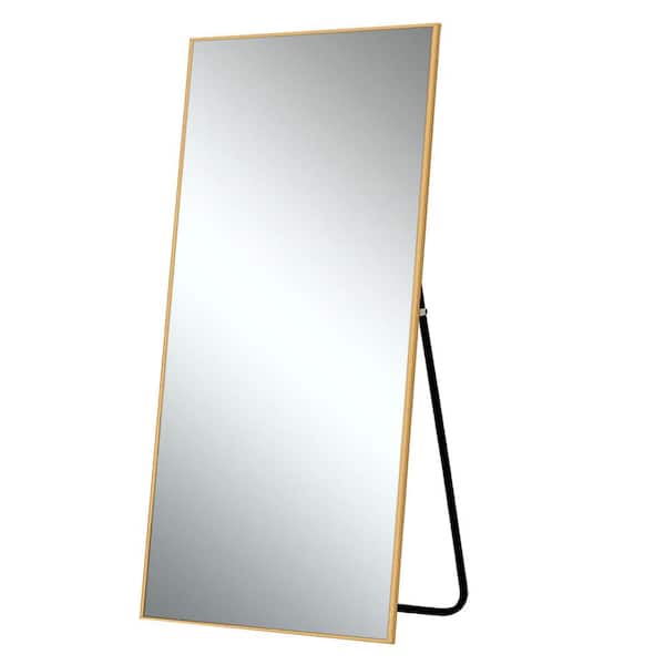 NEUTYPE 71 in. x 32 in. Large Modern Rectangle Aluminum Alloy Framed Gold Floor Mirror Standing Mirror