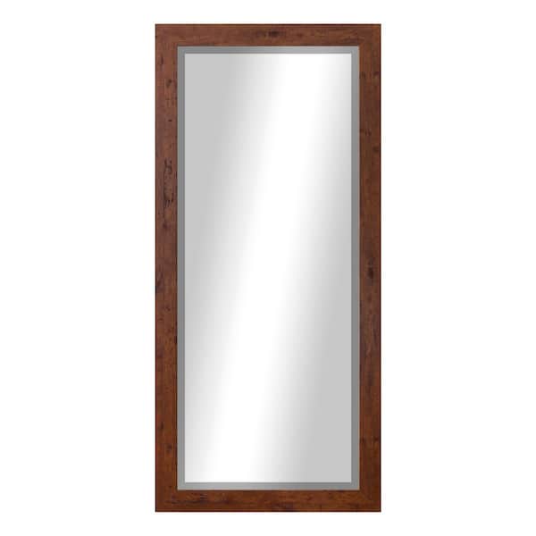 Large Beveled (65.5 in. W x 32 in. H) Dark Walnut Rectangle Mirror