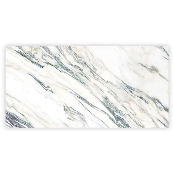Splendor 4 in. x 5 in. Polished Ivory white with Green Vein Porcelain Wall and Floor Tile Sample