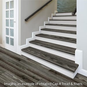 Aspen Oak Black/Noble Oak 47 in. Long x 12-1/8 in. Deep x 1-11/16 in. Height Vinyl Overlay to Cover Stairs 1 in. Thick