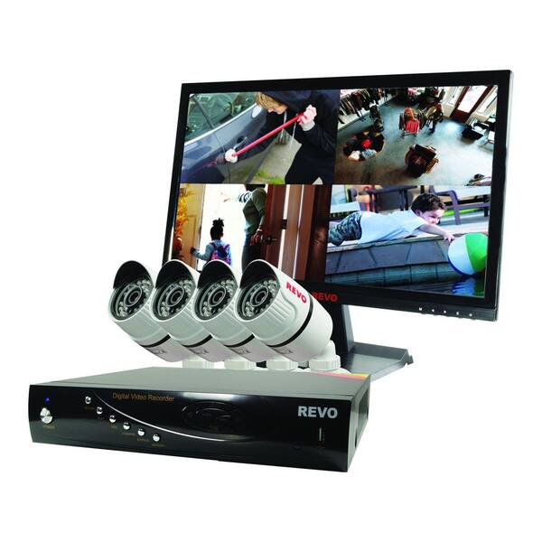 Revo T-HD 4-Channel 1TB DVR Surveillance System with 4 T-HD 1080p Bullet Cameras