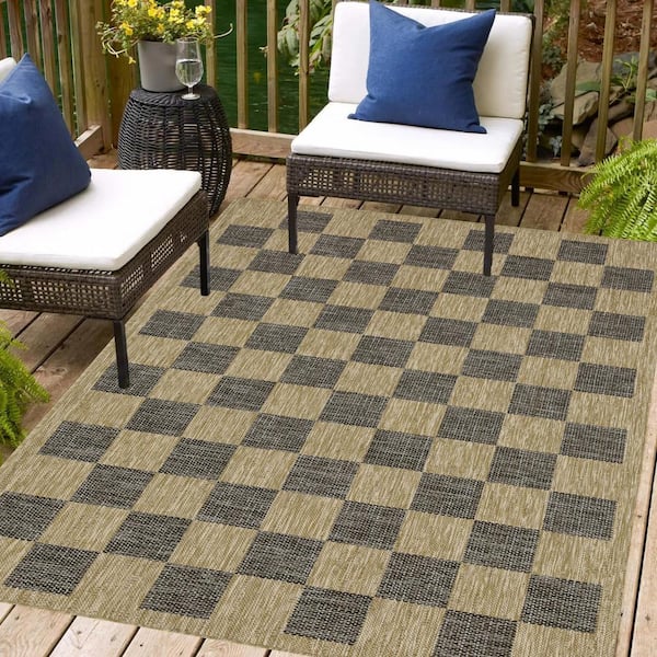 Daisy Jute and Black 4 ft. x 6 ft. Indoor/Outdoor Area Rug
