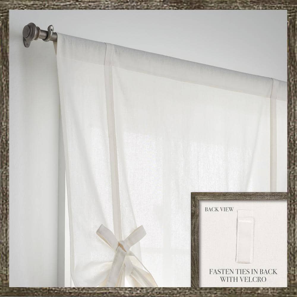 Off White Cotton Tie-Up Light Filtering Curtain Panel