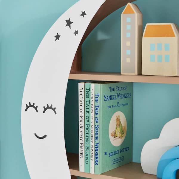 StyleWell Kids Crescent Moon Round Wood Wall Shelf (18 in