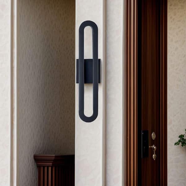 19.5 in. 1-Light Sand Grain Black Modern Dimmable LED Outdoor Metal Exterior Porch Wall Lights Sconces Lighting Fixture