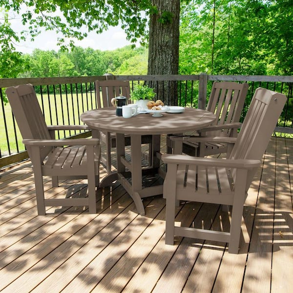 Highwood Lehigh 5-Piece Round Plastic Outdoor Dining Set