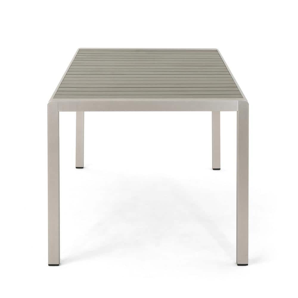 Gray and Silver Aluminum and Wicker 6-Person Outdoor Dining Set