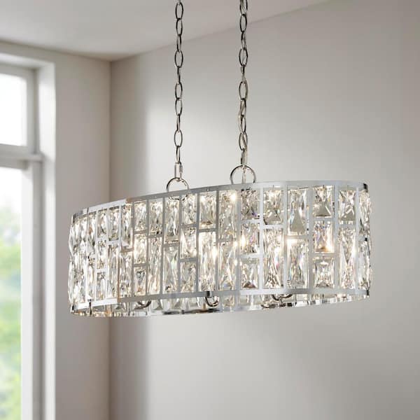 Home Decorators Collection Kristella 6 Light Chrome Linear Pendant With Clear Crystal Shade 30687 Hb - Home Decorators Collection Pendant Kristella