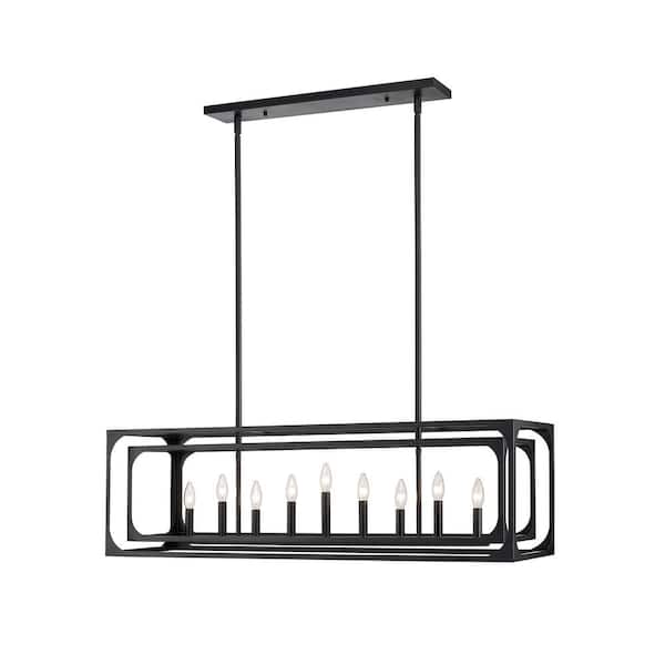Unbranded Easton 9-Light Matte Black Island Chandelier