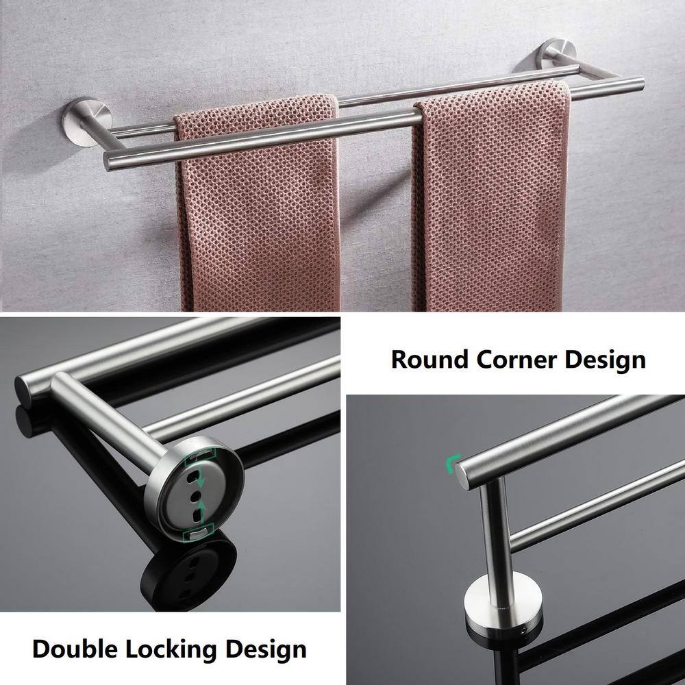 Brushed Nickel 4-Piece Stainless Steel Bathroom Hardware Set