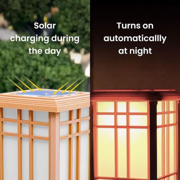 TECHKO 33.4 in. H Zen Almond Dusk-to-Dawn Outdoor Solar Integrated