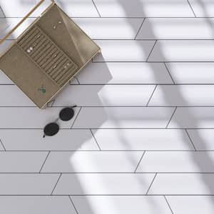 Kenzo White Chevron 3.14 in. x 15.74 in. Matte Porcelain Floor and Wall Tile (10.34 sq. ft./Case)
