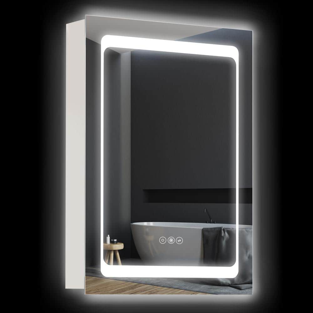 19.75 in. W x 27.50 in. H Rectangular Aluminum LED Lighted Medicine Cabinet
