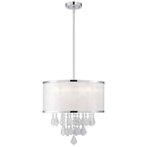 Reese 4-Light Chrome Chandelier with Sparkle Shade and Crystal