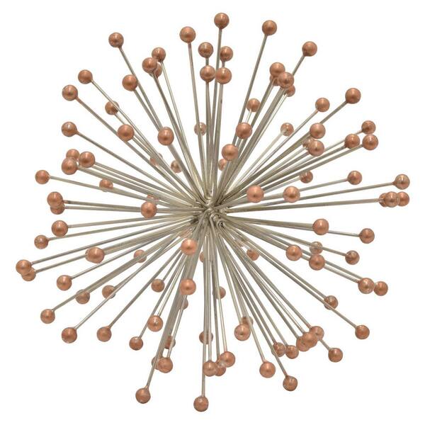 THREE HANDS 10 in. Metal Starburst Beads Orb - Silver/Copper Finished in Multi-Colored
