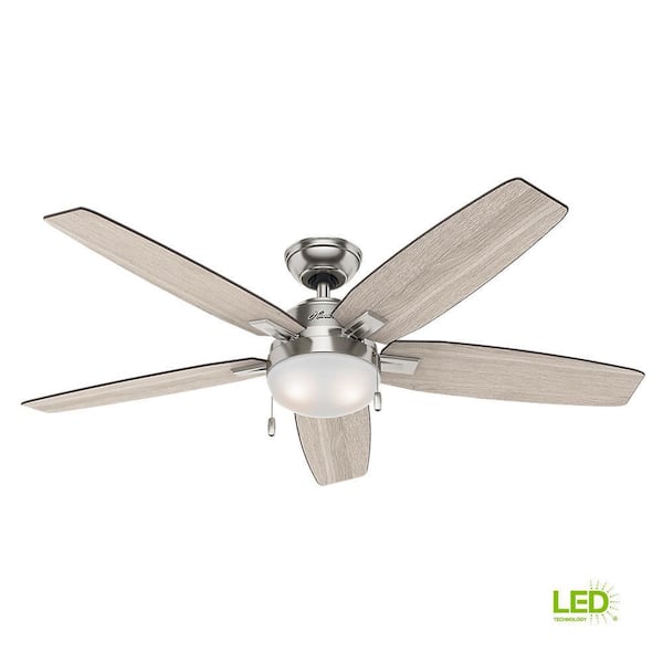 Led Indoor Brushed Nickel Ceiling Fan, Hunter Ceiling Fan Dimensions