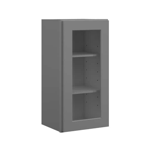 15 in. W x 12 in. D x 30 in. H in Shaker Grey Plywood Ready to Assemble Wall Cabinets with Shelf without Glass