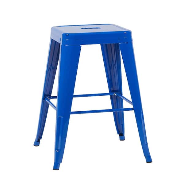 WOQWOQ 30 in Blue Set of 4 Metal Bar Stools for Island KO-171 - The ...
