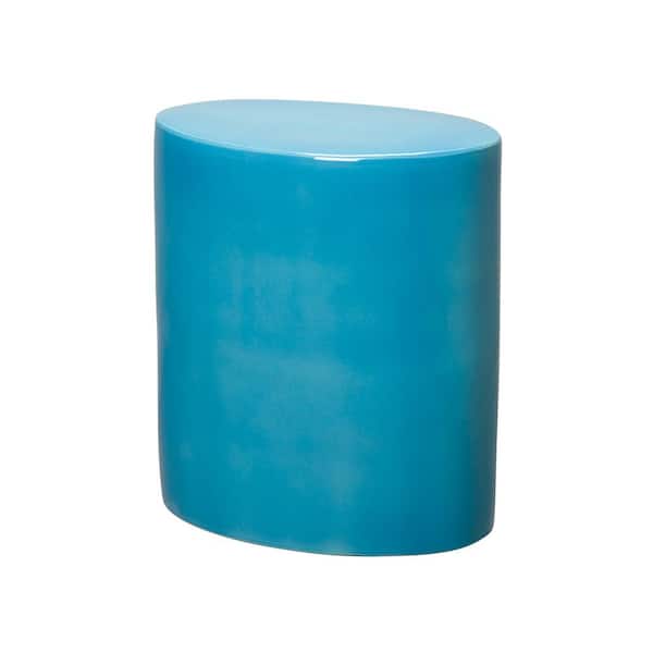 Emissary 18 in. H Turquoise Oval Ceramic Garden Stool