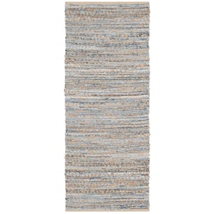 Cape Cod Natural/Blue 2 ft. x 10 ft. Distressed Diamonds Runner Rug