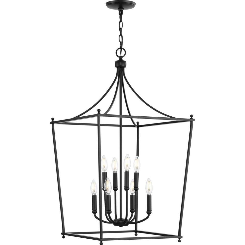 Parkhurst Matte Black 36" Steel Cage Foyer Pendant Light