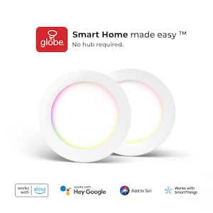 Smart Integrated LED 6in. Round RGB Plus Tuneable White Wet Rated Canless Recessed Light for Kitchen Bathroom Livingroom
