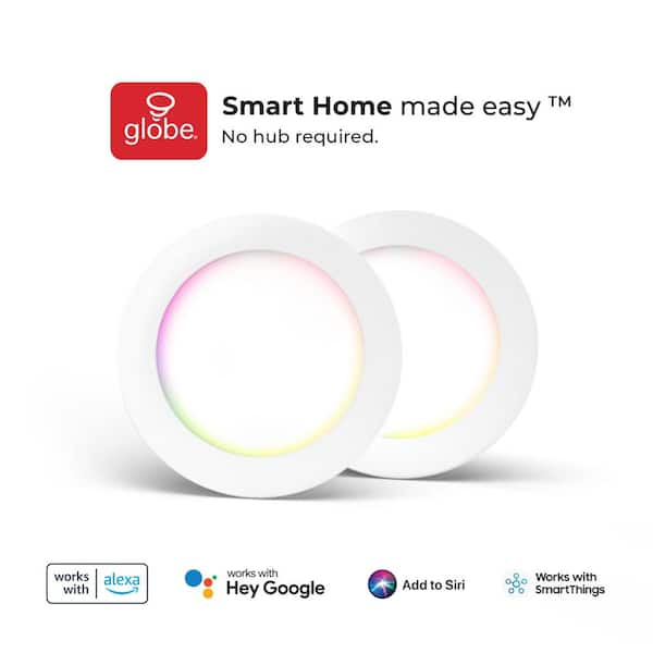 Smart Integrated LED 6 in Round RGB + Tuneable White Canless Recessed Light for Kitchen Bathroom Livingroom, White