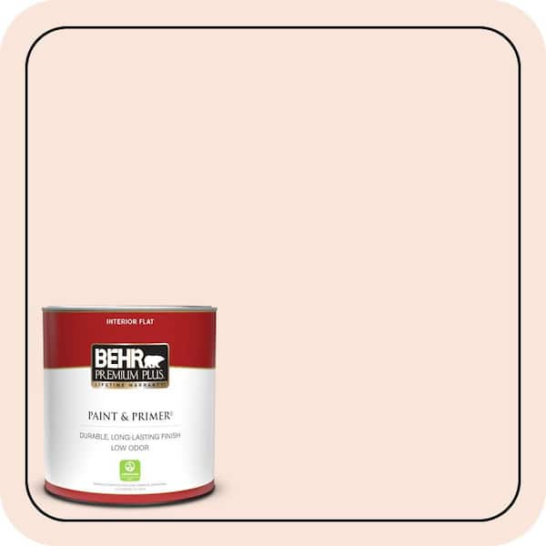 BEHR PREMIUM PLUS 1 qt. #220C-1 White Peach Flat Low Odor Interior Paint & Primer