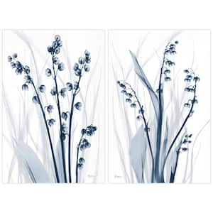 "Radiant Blues 1 and 2" Unframed Free Floating Tempered Glass Panel Diptych Wall Art Print 48 in. x 32 in.